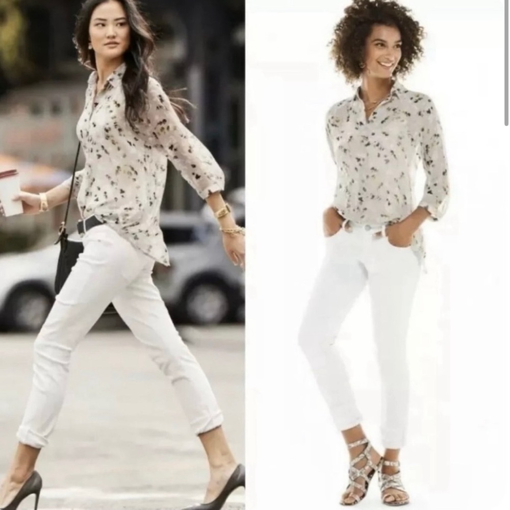 Cabi Style 5204 Matinee Gray Floral Print Blouse Size S